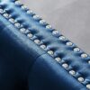Wide Sofa With Jeweled Buttons, Square Arm, 2 Pillows - Blue - Image 7