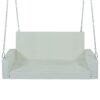 2 Person Wicker Hanging Porch Swing With Chains, Cushion, Pillow, Rattan Swing Bench For Garden, Backyard - White / Gray - Image 17
