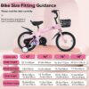 Fkznpj - 18" Sporty Kids Bike With Training Wheels And Stand Adjustable Saddle Suitable For Boys And Girls Aged 5 - 10 Years Tall Height 39 - 49" Available In A Variety Of Colors - Pink - Image 8