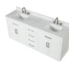 Bathroom Vanity With Double Sink, Freestanding Modern Bathroom Vanity With Soft - Close Cabinet And 3 Drawers, Solid Wood Bathroom Storage Cabinet With Quartz Countertop - White - Image 5