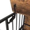 Modern Kennel Dogs Room Up To 80 Lb, Dog Crate Furniture With Multi-Purpose Rremovable Ttray, Double-Door Dog House, Lift Panel, 360 Degree Rotation, 3 Height Adjustable Feeding Bowls - Antique Brown - Image 6