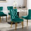 Nikki - Modern, High-End Tufted Solid Wood Contemporary Velvet Upholstered Dining Chair With Golden Stainless Steel Plating Legs, Nailhead Trim (Set of 2) - Green - Image 17