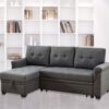 Destiny - Linen Reversible Sleeper Sectional Sofa With Storage Chaise - Dark Gray - Image 3
