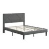 Queen Size Upholstered Platform Bed Frame With Headboard, Strong Wood Slat Support, Mattress Foundation, No Box Spring Needed - Dark Gray - Image 6