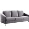 Sofia - Velvet Fabric Sofa, Loveseat, Chair Living Room (Set of 3) - Gray - Image 2