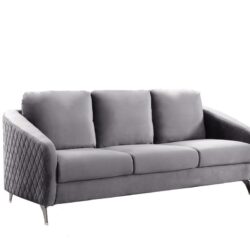 Sofia - Velvet Fabric Sofa, Loveseat Living Room (Set of 2) - Gray
