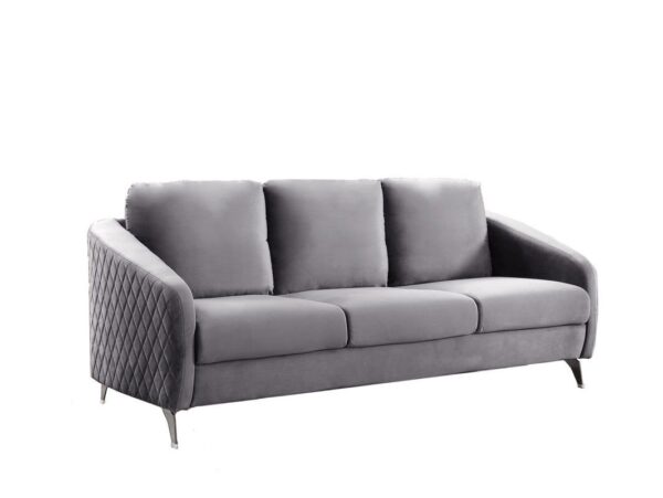 Sofia - Velvet Fabric Sofa, Loveseat, Chair Living Room (Set of 3) - Gray