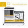 Pawhut - Wooden Rabbit Hutch Elevated Bunny Cage Indoor Small Animal Habitat With Enclosed Run With Wheels, Ramp, Removable Tray Ideal For Guinea Pigs - Gray - Image 6