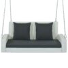 2 Person Wicker Hanging Porch Swing With Chains, Cushion, Pillow, Rattan Swing Bench For Garden, Backyard - White / Gray - Image 16
