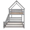 Twin Over Full House Bunk Bed With Built-In Ladder - Gray - Image 11