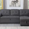 Lucca - Linen Reversible Sleeper Sectional Sofa With Storage Chaise - Dark Gray - Image 8