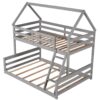 Twin Over Full House Bunk Bed With Built-In Ladder - Gray - Image 10