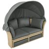 Outdoor Patio Daybed Wicker Rattan Double Daybed Round Sofa Furniture Set With Retractable Canopy, 4 Pillows For Lawn Garden Backyard Porch Pool - Gray - Image 17