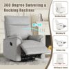 360° Swivel Upholstered Manual Recliner Chair Theater Recliner Sofa Nursery Glider Rocker For Living Room - Gray - Image 4
