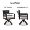 5 Piece Outdoor Patio Furniture, Modern Dining Set, 4 Swivel Chairs Rockers Sunbrella Fabric And Square Dining Table With Umbrella Hole - Ember Black - Image 4