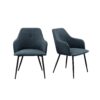 Contemporary Upholstered Woven Dining Chairs - Indigo Blue - Image 3