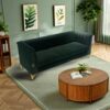 Fx-P82-Gr (Sofa) Velvet Sofa, Mid-Century Sofa Furniture Chesterfield Couch For Living Room - Green - Image 3
