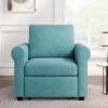 3 In 1 Sofa Bed Chair, Convertible Sleeper Chair Bed, Adjust Backrest Into A Sofa, Lounger Chair, Single Bed, Modern Chair Bed Sleeper For Adults - Teal - Image 3