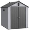 Modern Resin Plastic Storage Shed 6X8Ft For Backyard Garden Tool Storage - Black / Gray - Image 10