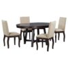 5 Piece Farmhouse Dining Table Set Wood Round Extendable Dining Table And 4 Upholstered Dining Chairs - Espresso - Image 14