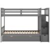 Twin Over Full / Twin Bunk Bed, Convertible Bottom Bed, Storage Shelves And Drawers - Gray - Image 12