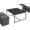 Vinny - Wood Grain 5 Piece Coffee Table Set With Raised Edges (Set of 5) - Black - Image 2
