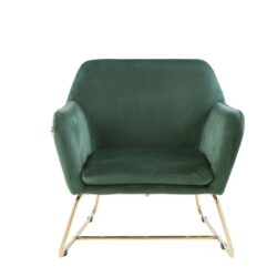 Keira - Velvet Accent Chair With Metal Base - Green