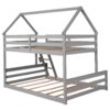 Twin Over Full House Bunk Bed With Built-In Ladder - Gray - Image 13