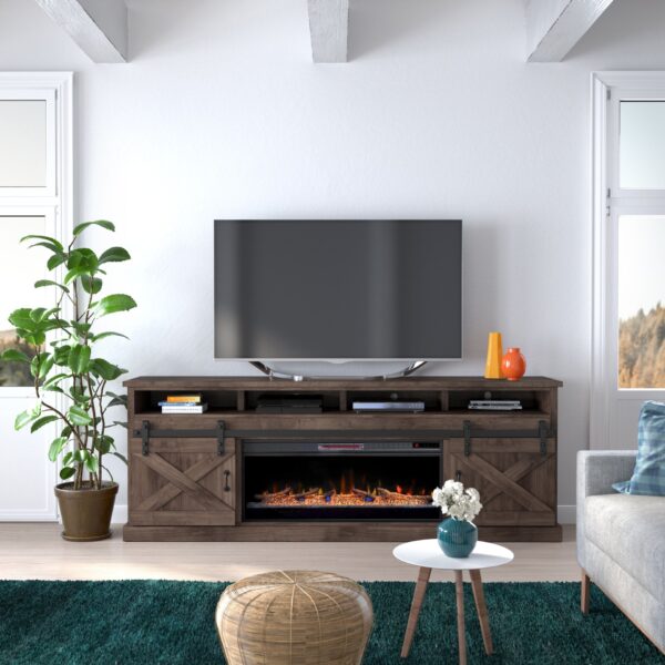 Farmhouse - Electric Fireplace TV Stand For TVs Up To 100" - Barnwood