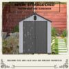 Modern Resin Plastic Storage Shed 6X8Ft For Backyard Garden Tool Storage - Black / Gray - Image 6