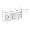 Classic Fretwork Detailed Glass Door Sideboard - Black - Image 2