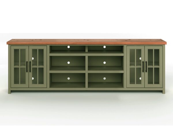 Vineyard - 96" TV Stand Console For TVs Up To 100" - Sage Green And Fruitwood