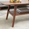 Center Low Coffee Table With Storage Shelf - Walnut - Image 2