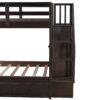 Stairway Twin Over Twin Bunk Bed With Three Drawers For Bedroom - Espresso - Image 9