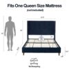 Peyton - Queen Bed Upholstered With High Headboard, Traditional Hand Buttoned Tufting - Blue - Image 15
