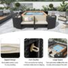 Spa Surround Spa Frame Quadrilateral Outdoor Rattan Sectional Sofa Set With Mini Sofa, Wooden Seats And Storage Spaces - Beige - Image 4