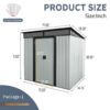 6Ft X 5Ft Outdoor Metal Storage Shed With Lockable Sliding Doors And Transparent Plate For Garden, Lawn - White / Black - Image 4