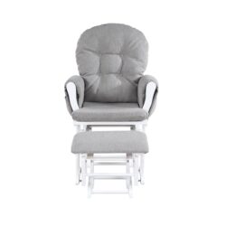 Mason - Glider And Ottoman White Wood - Oyster Fabric