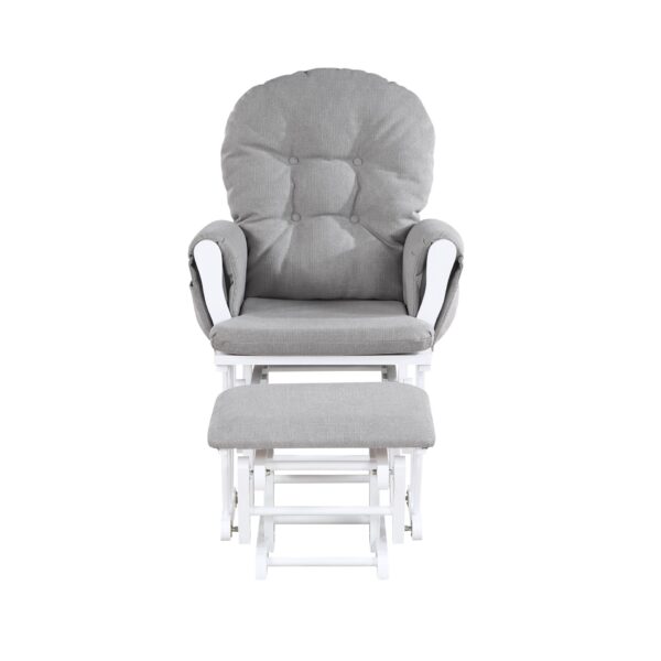 Mason - Glider And Ottoman White Wood - Oyster Fabric
