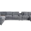Celine - Chenille Fabric Corner Sectional Sofa With Right Facing Chaise, Cupholders, And Charging Ports - Light Gray - Image 3
