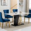 Nikki - Modern, High-End Tufted Solid Wood Contemporary Velvet Upholstered Dining Chair With Golden Stainless Steel Plating Legs, Nailhead Trim (Set of 2) - Blue / Gold - Image 18
