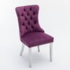 Nikki - Modern, High-End Tufted Solid Wood Contemporary Velvet Upholstered Dining Chair With Chrome Stainless Steel Plating Legs, Nailhead Trim (Set of 2) - Purple / Chrome - Image 5