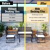 10 Piece Interlocking Deck Tiles Striped Pattern, Square Acacia Hardwood Outdoor Flooring For Patio, Bancony, Pool Side - Yellow - Image 10