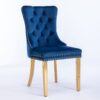 Nikki - Modern, High-End Tufted Solid Wood Contemporary Velvet Upholstered Dining Chair With Golden Stainless Steel Plating Legs, Nailhead Trim (Set of 2) - Blue / Gold - Image 4