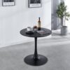 31.5" Tulip Table Mid-Century Dining Table For 2-4 People With Round MDF Table Top, Pedestal Dining Table, End Table Leisure Coffee Table - Black - Image 3