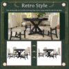 Functional Furniture Retro Style Dining Table Set With Extendable Table And 4 Upholstered Chairs For Dining Room And Living Room - Espresso - Image 6