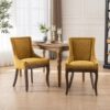 Ultra Side Dining Chair, Thickened Fabric Chairs With Neutrally Toned Solid Wood Legs, Bronze Nail Head (Set of 2) - Golden Yellow - Image 14