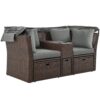 2 Seater Outdoor Patio Daybed Outdoor Double Daybed Outdoor Loveseat Sofa Set With Foldable Awning And Cushions For Garden, Balcony, Poolside - Gray - Image 16