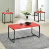 GT - 3 Piece Carbon Fiber Wrap Coffee Table And End Table (Set of 3) - Red - Image 4