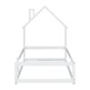 Twin Size Wood Bed With House-Shaped Headboard Floor Bed With Fences - White - Image 9
